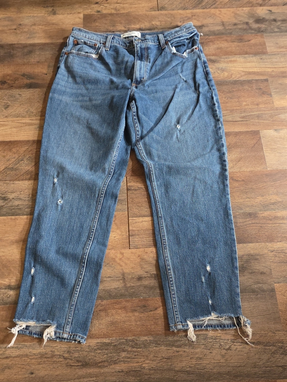 Abercrombie & Fitch High-Rise Distressed Blue Jeans